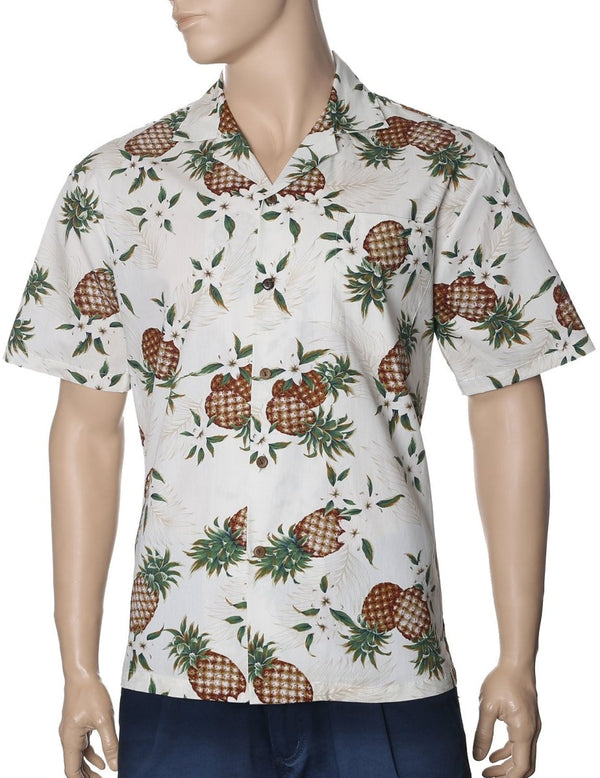 Sunny Pineapples Aloha Shirt White KY