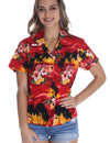 Sunset Design Hawaii Style Women Fitted Blouse Red Pacific Legends