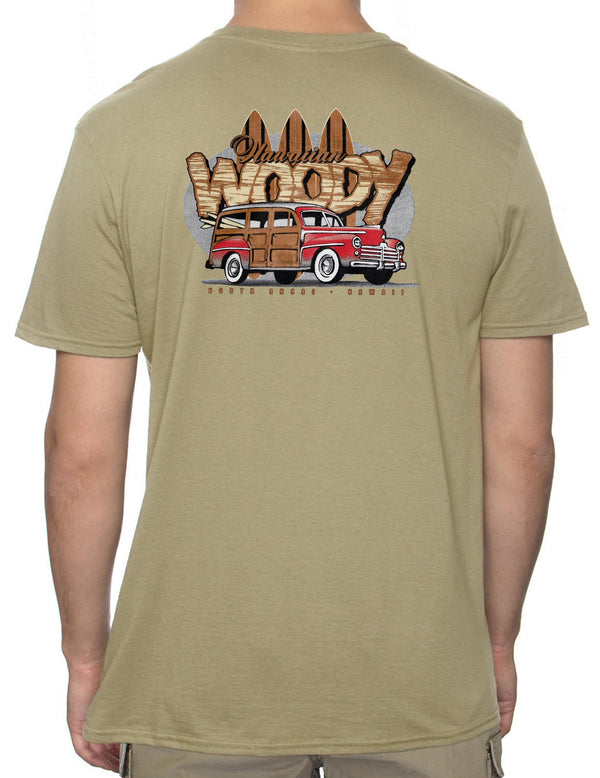T-Shirt Tee Surfers Woody Station Wagon Car Sand