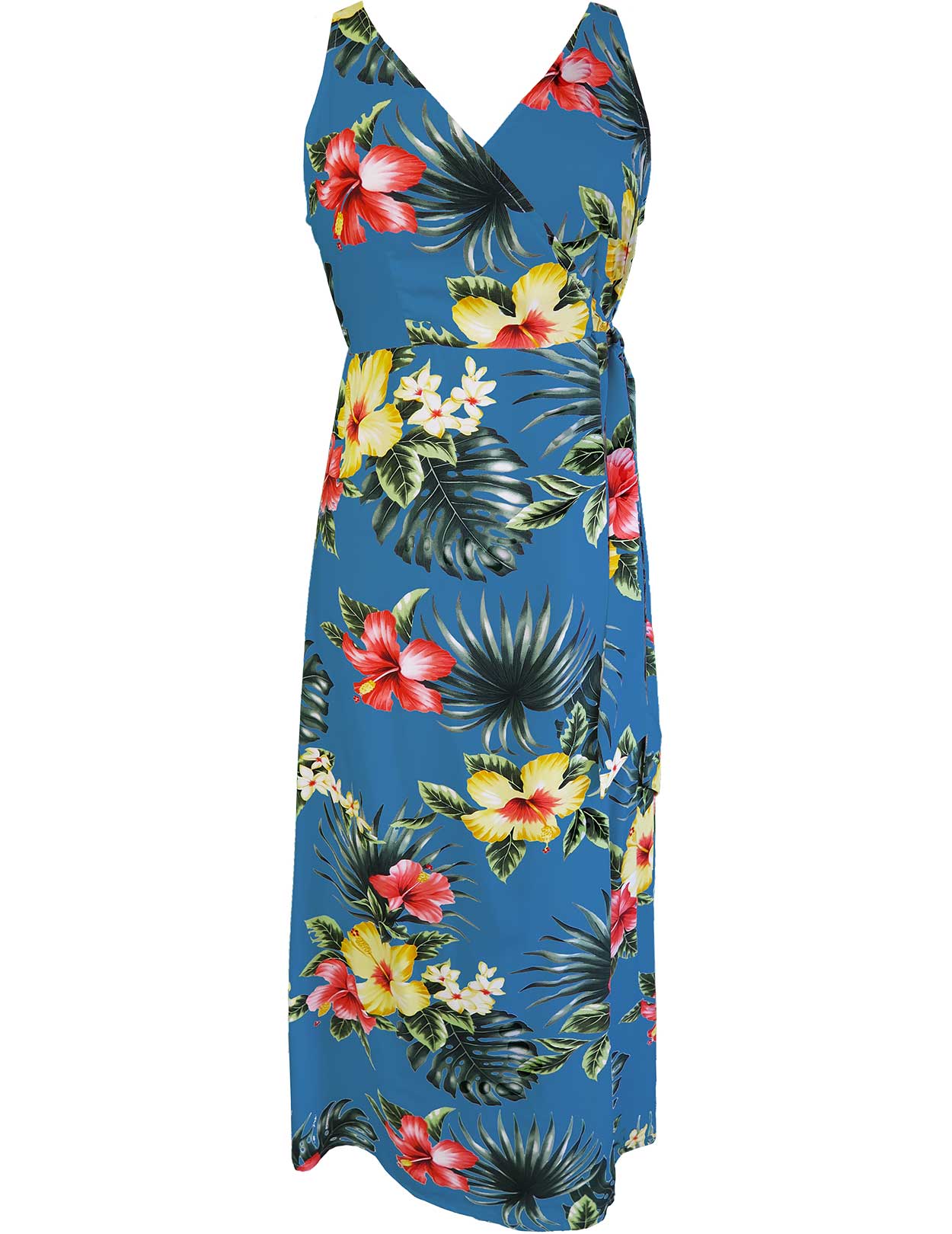empire waist hawaiian dress Tea Length Empire Waist Rayon Dress Teal / XL