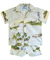 Spitfire Pacific Airplanes Toddler Boy's Hawaiian Clothes Set Khaki