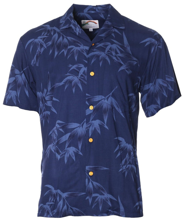 Tropical Bamboo Hawaiian Shirt Navy Paradise Found