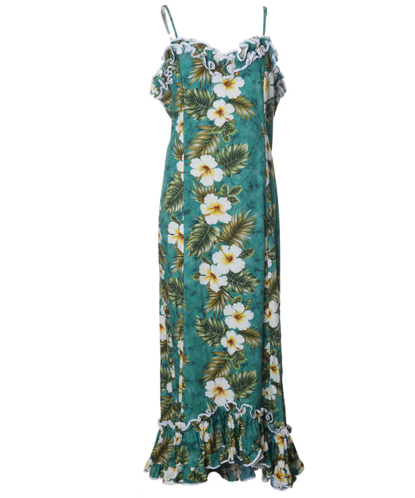 Long Muumuu Spaghetti Straps Designs Green