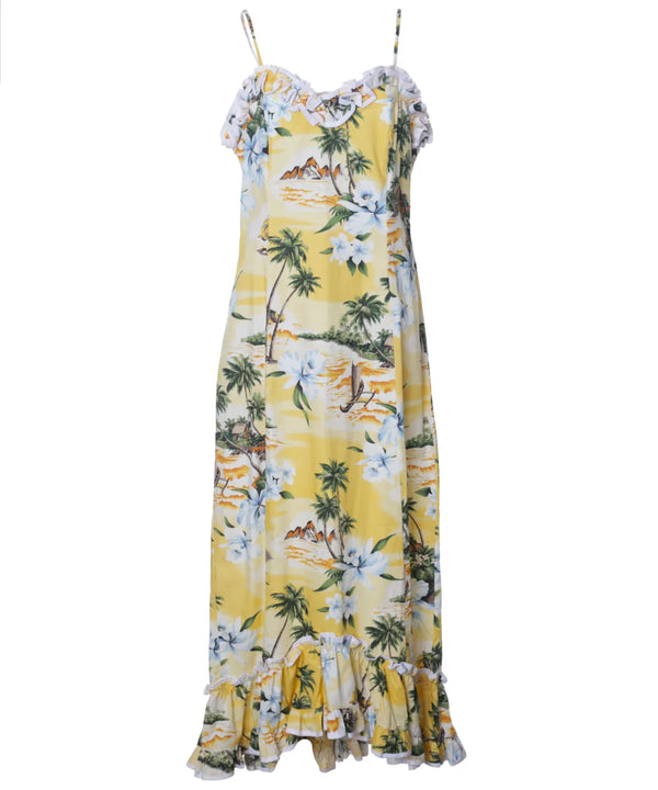 Long Muumuu Spaghetti Straps Designs Yellow