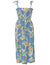 Tuberose Flower Smock Hawaiian Dress Ocean Blue Fits XS to XL (2-16) Two Palms