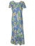 Tuberose Maxi Hawaiian Dress Cap Sleeves Ocean Blue