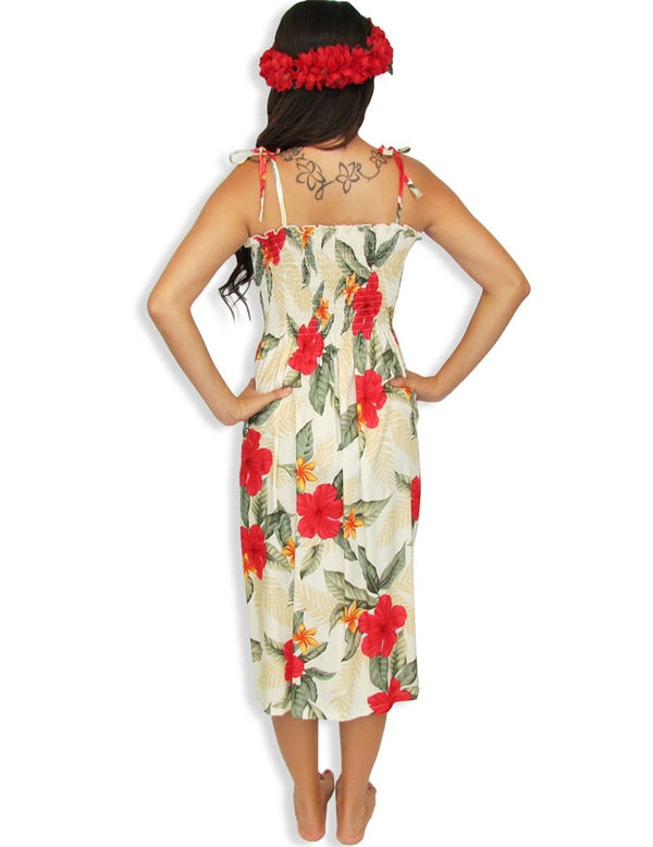 Ula Ula Hibiscus Smock Dress Cream