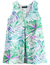 Watercolors Palms Inverted Pleat Top with V-Neck Green RJC