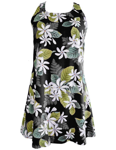 White Tiare A-Line Short Hawaiian Dress Back Cutout with Tie