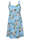 White Tiare Short Adjustable Waist Tie Hawaiian Dress Light Blue