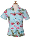 Tropical Flamingos Camp Shirt for Women