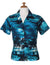Island Sunset Paradise Women Camp Shirt Turquoise