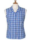 Women Sleeveless Blouse Palaka Top Royal Blue Royal S
